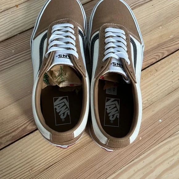 Vans Old Skool Suede Canvas Sneakers Neutral Brown White Mens 8.5 Casual Comfort - Picture 6 of 9